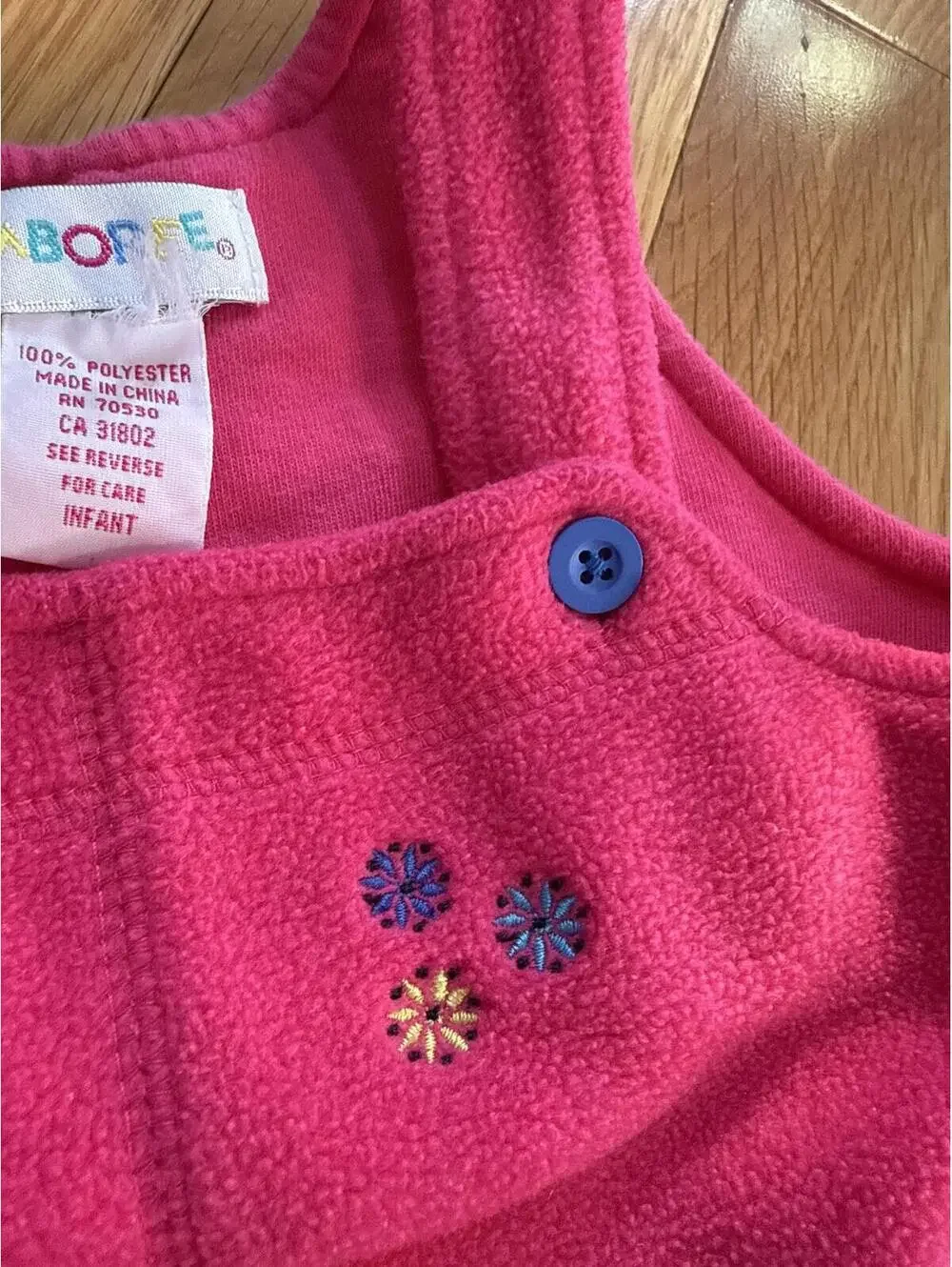 Vintage Gymboree Rainbow Tag Fleece Jumper Dress with Floral Embroidery